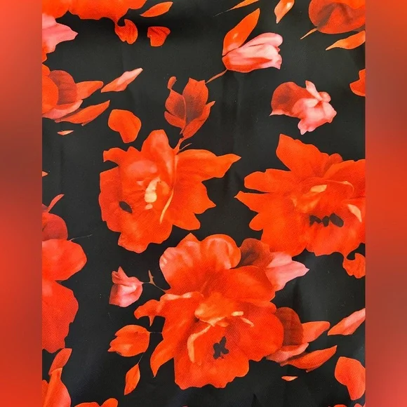 COMMENSE Red Floral Slip Midi Dress NWT Size L Side Zip - Picture 8 of 9